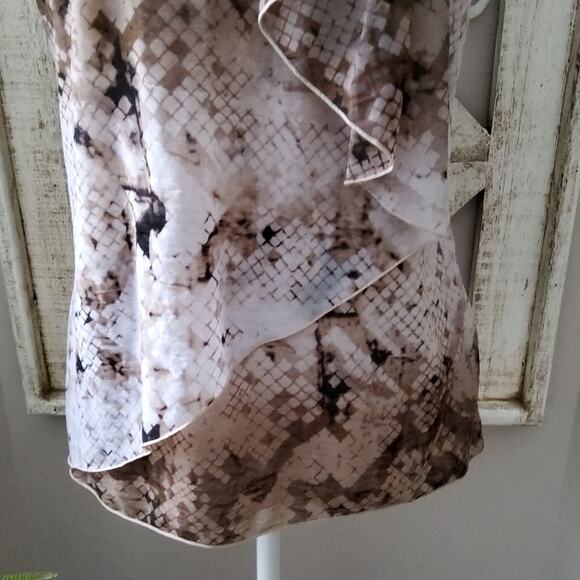 Worthington Women's Layered Ruffle Asymmetrical Sleeveless Tank Top in Brown - Picture 4 of 5